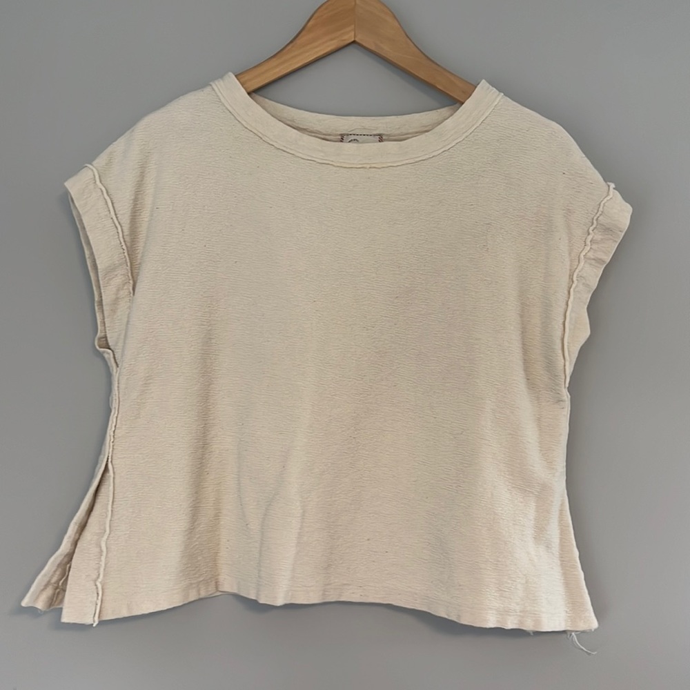 Anthropologie Easy Cream Crop Top